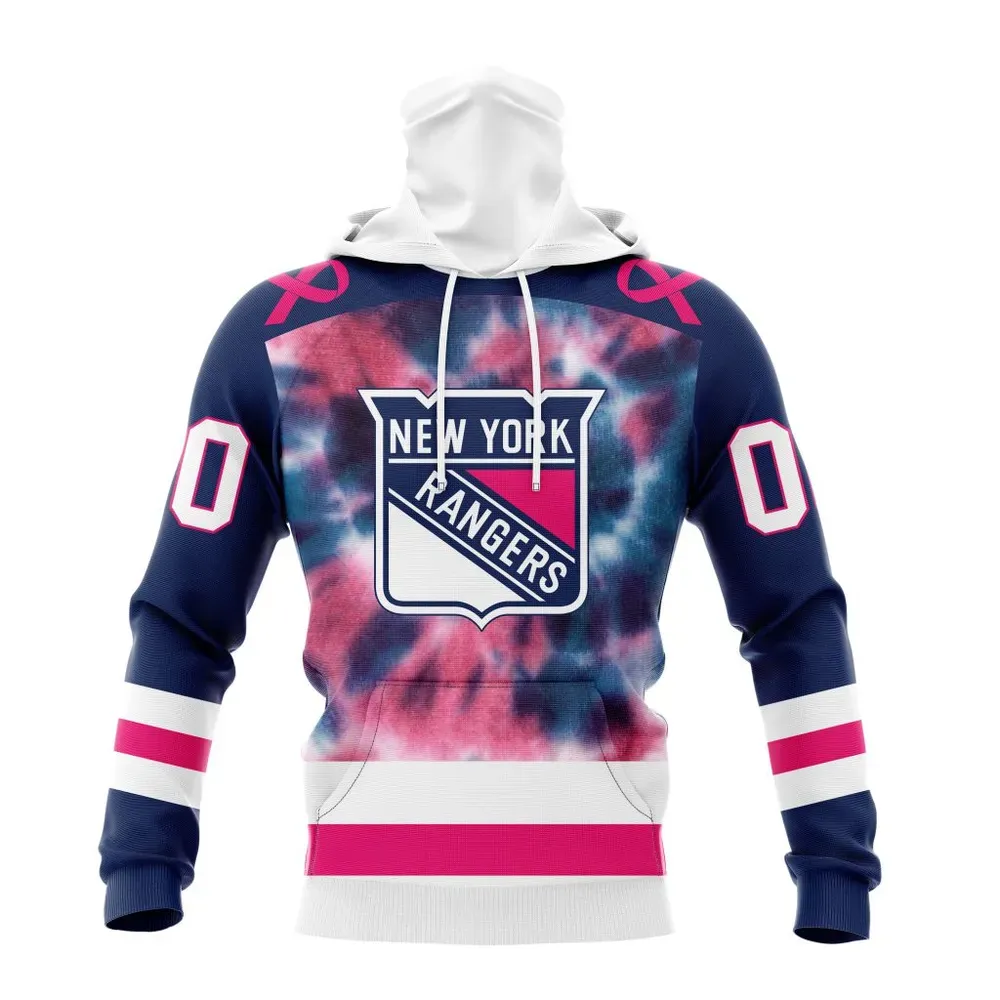 NHL New York Rangers Special Pink October Fight Breast Cancer St2303 Mask Hoodie