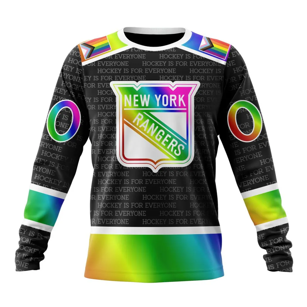 NHL New York Rangers Special Pride Design Hockey Is For Everyone Long Sleeved Sweatshirt 