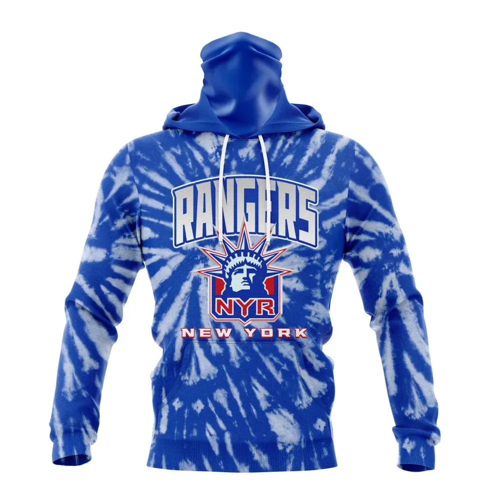 NHL New York Rangers Special Retro Vintage Tie Dye St2201 Mask Hoodie