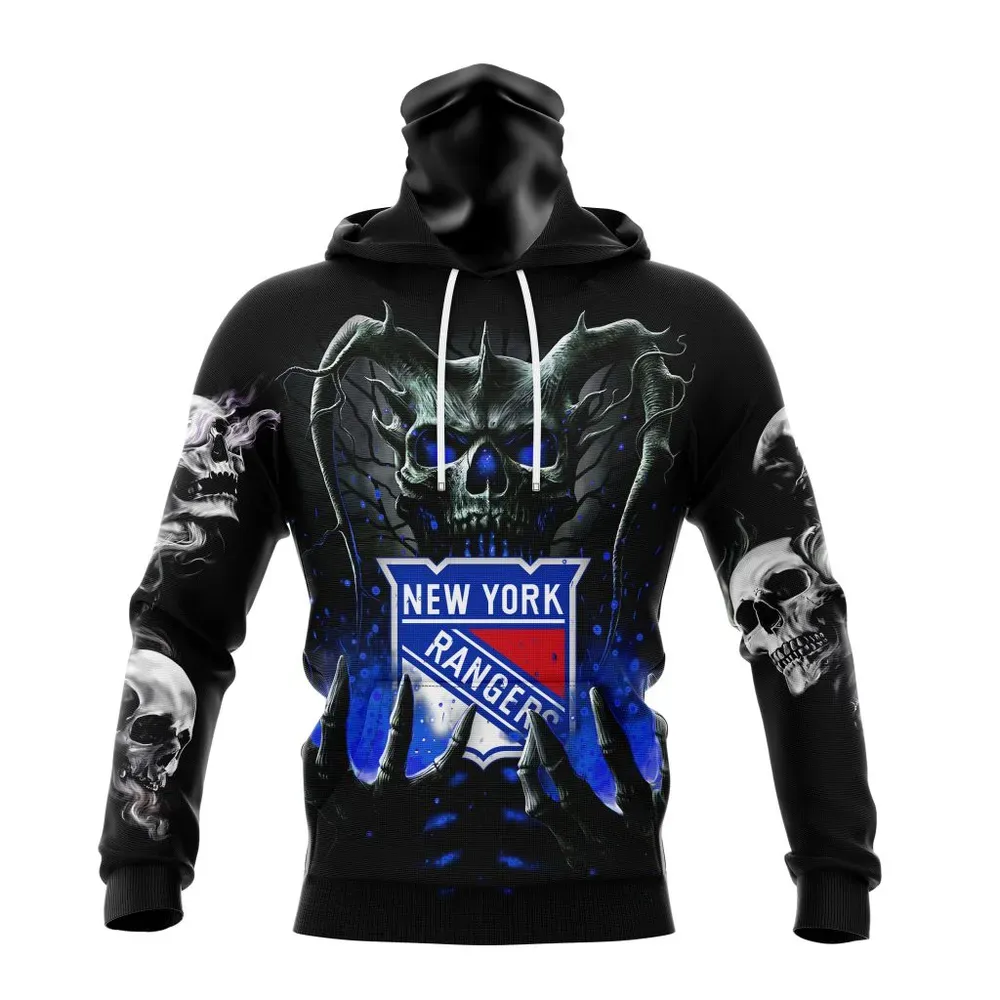 NHL New York Rangers Special Skull Art Design St2301 Mask Hoodie