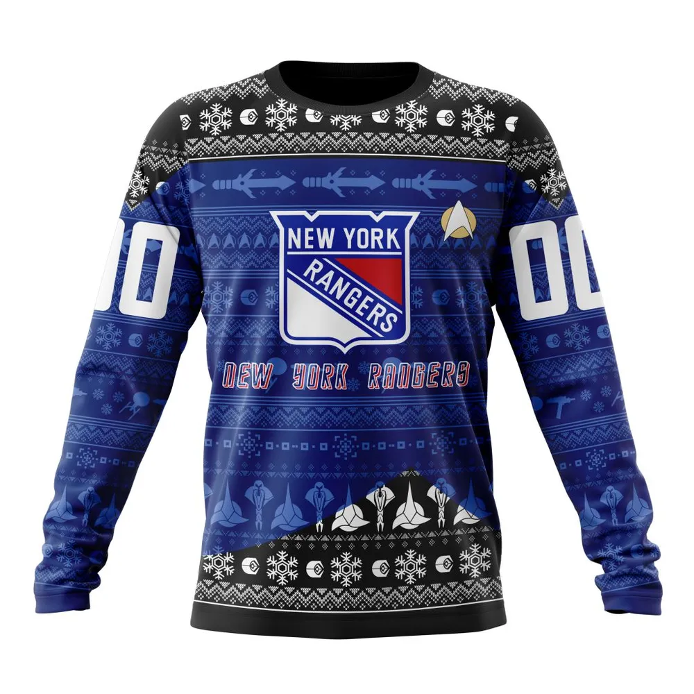 NHL New York Rangers Special Star Trek Design St2201 Long Sleeved Sweatshirt 