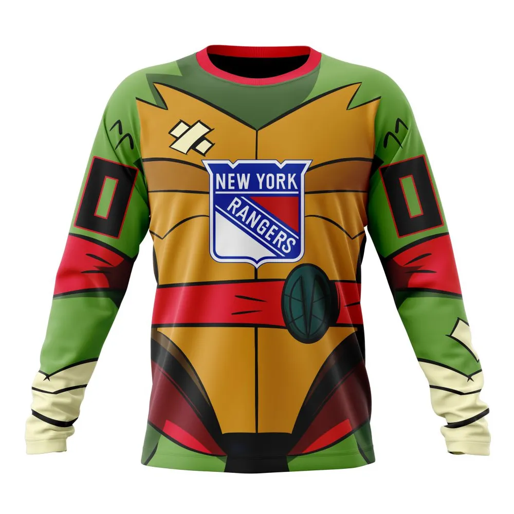 NHL New York Rangers Special Teenage Mutant Ninja Turtles Design St2301 Long Sleeved Sweatshirt 