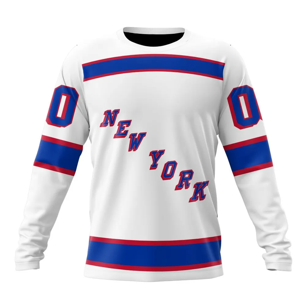 NHL New York Rangers Special Whiteout Design St2401 Long Sleeved Sweatshirt 