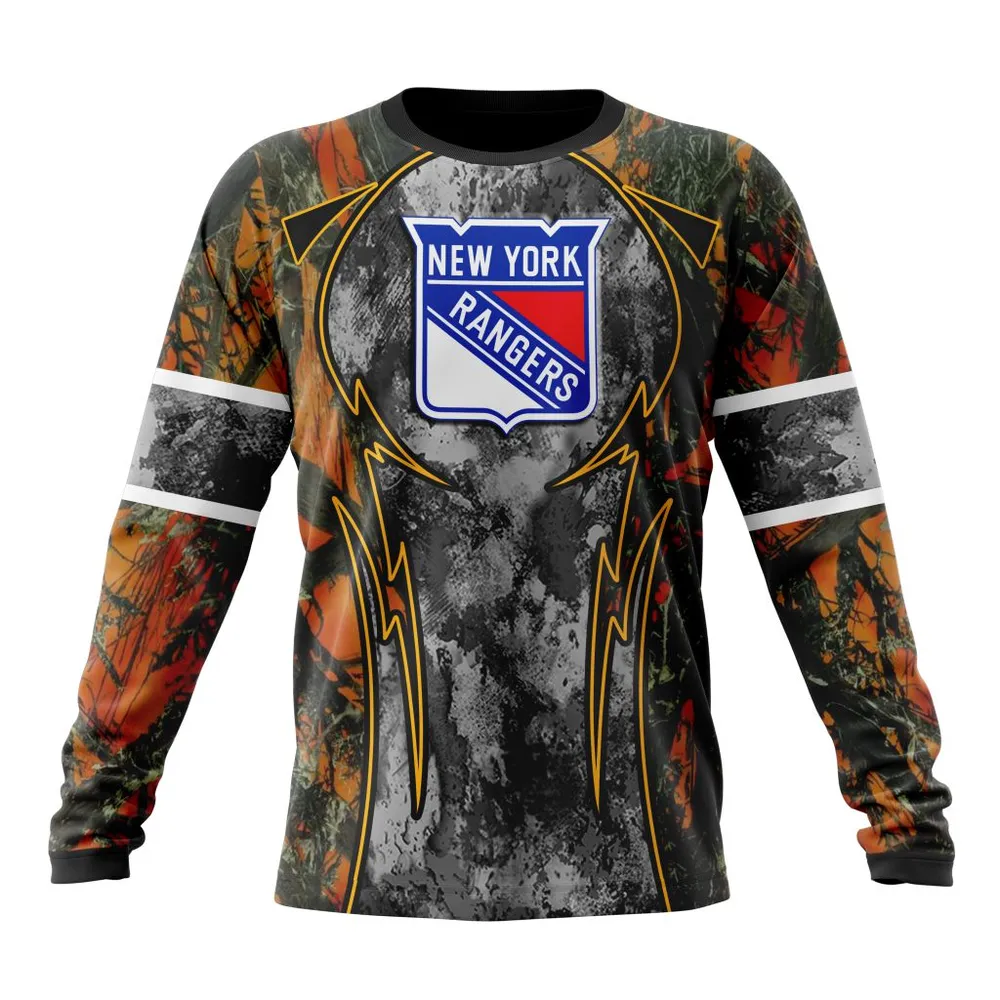 NHL New York Rangers | Specialized Design Wih Camo Concepts For Hungting In Forest Long Sleeved Sweatshirt 