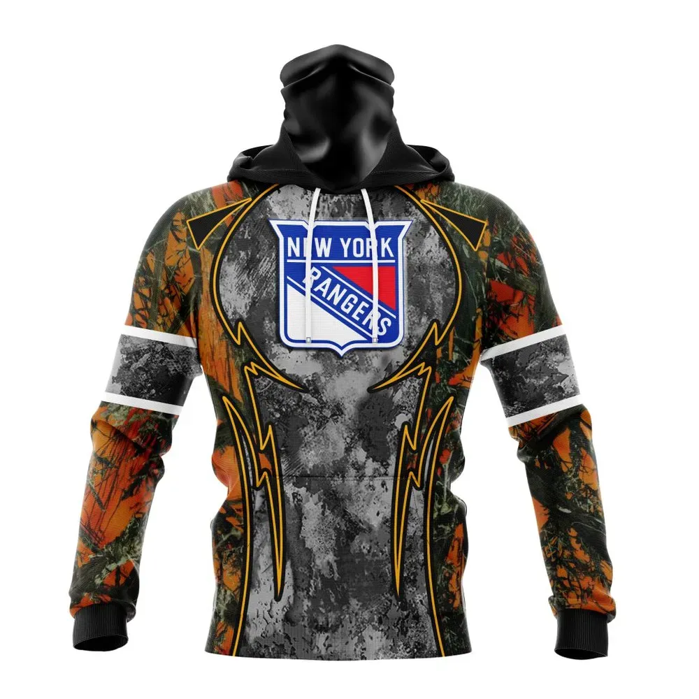 NHL New York Rangers | Specialized Design Wih Camo Concepts For Hungting In Forest Mask Hoodie