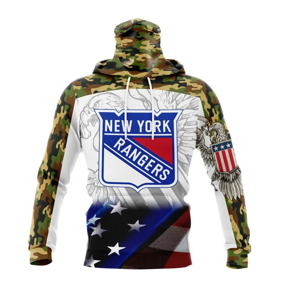 NHL New York Rangers | Specialized Design With Our America Flag And Our America Eagle Mask Hoodie