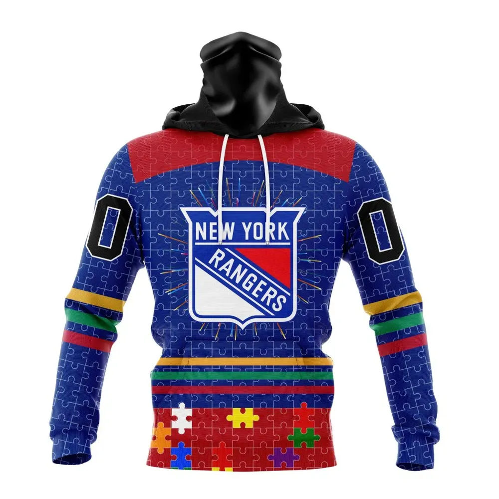 NHL New York Rangers | Specialized Fearless Aganst Autism V0122 Mask Hoodie