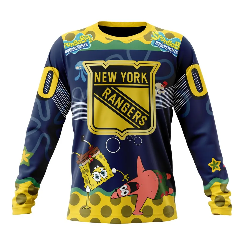 NHL New York Rangers | Specialized Jersey With Spongebob Long Sleeved Sweatshirt 