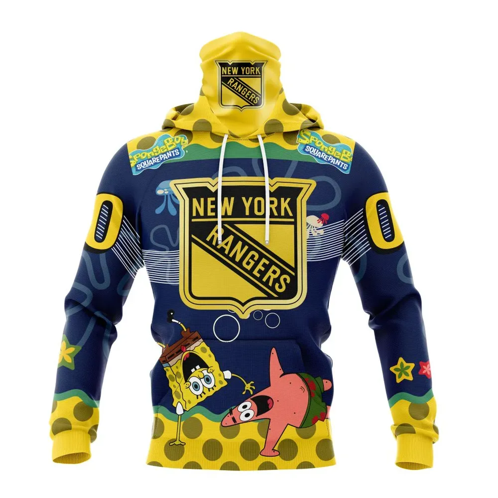 NHL New York Rangers | Specialized Jersey With Spongebob Mask Hoodie