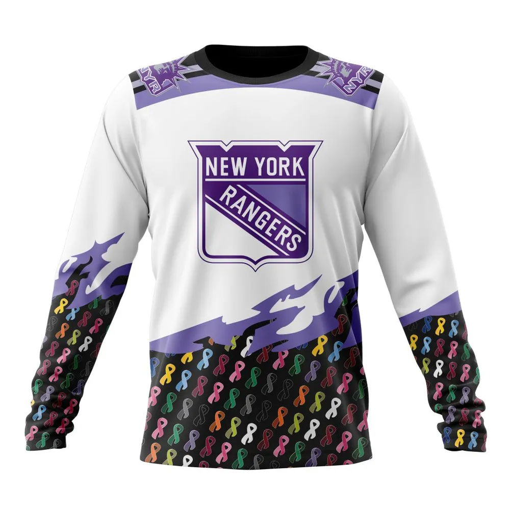 NHL New York Rangers | Specialized Kits In October We Stand Together We Can Beat Cancer Long Sleeved Sweatshirt 