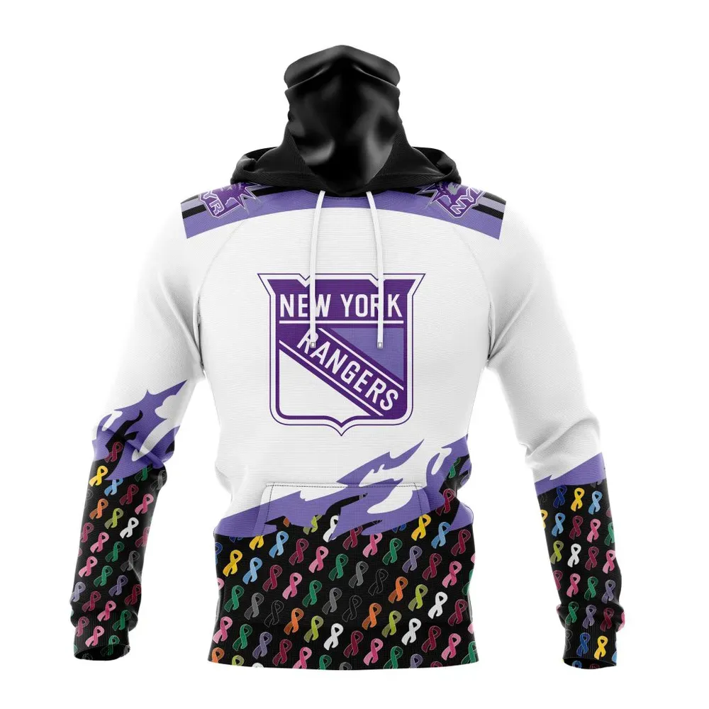 NHL New York Rangers | Specialized Kits In October We Stand Together We Can Beat Cancer Mask Hoodie