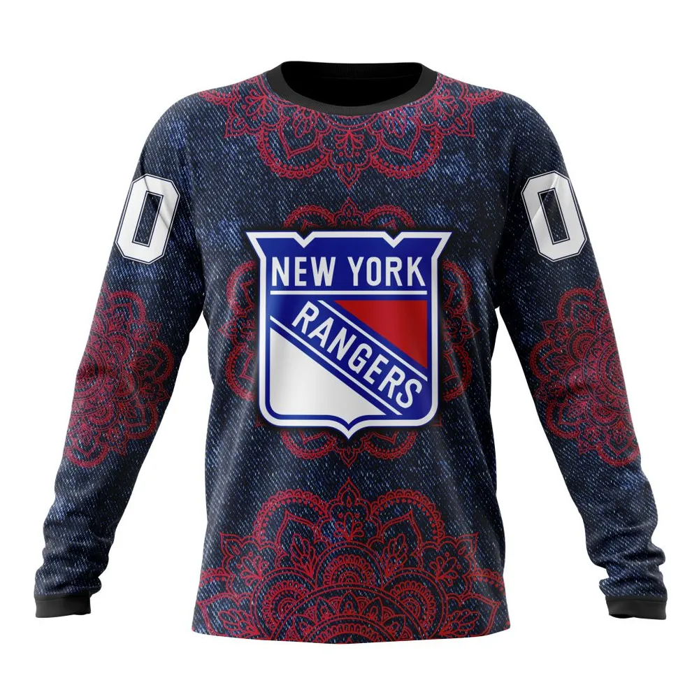 NHL New York Rangers | Specialized Mandala Style St2201 Long Sleeved Sweatshirt 