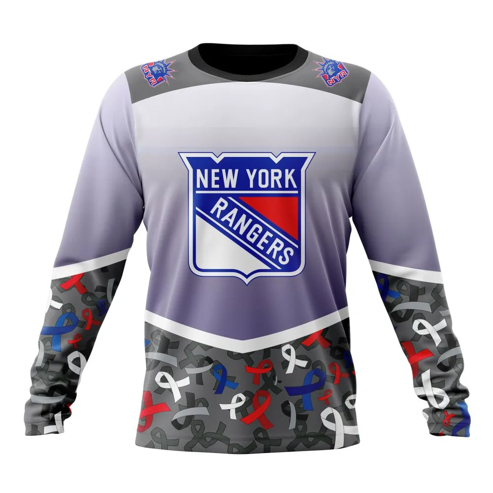 NHL New York Rangers | Specialized Sport Fights Again All Cancer V0122 Long Sleeved Sweatshirt 