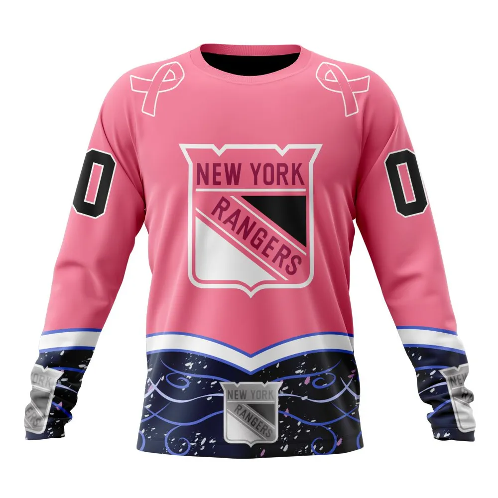 NHL New York Rangers | Specialized Unisex For Hockey Fights Cancer Long Sleeved Sweatshirt 