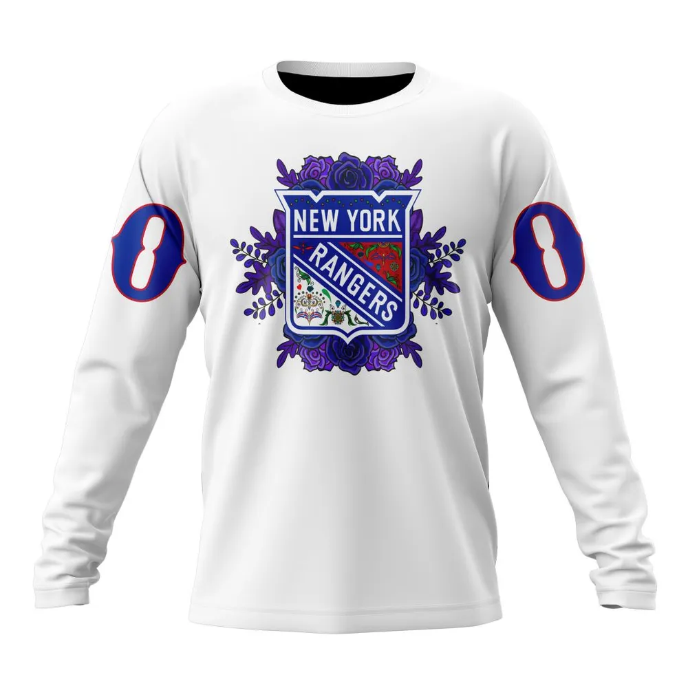 NHL New York Rangers | Specialized Unisex Kits Dia De Muertos Long Sleeved Sweatshirt 