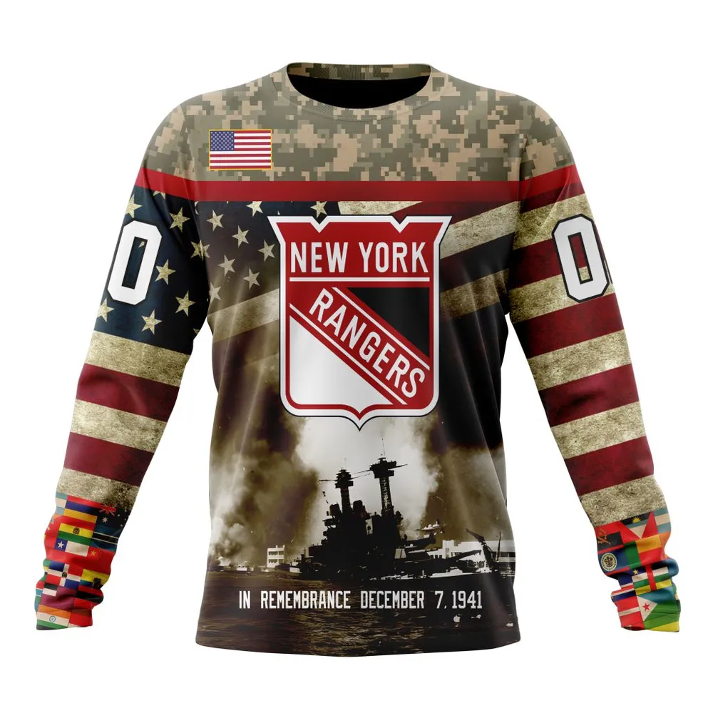 NHL New York Rangers | Specialized Unisex Kits Remember Pearl Harbor Long Sleeved Sweatshirt 