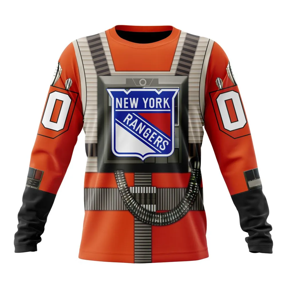 NHL New York Rangers Star Wars Rebel Pilot Design St2201 Long Sleeved Sweatshirt 