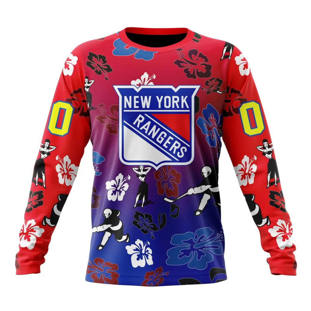 NHL New York Rangers X Hawaii Specialized Design For Hawaiia V0122 Long Sleeved Sweatshirt 