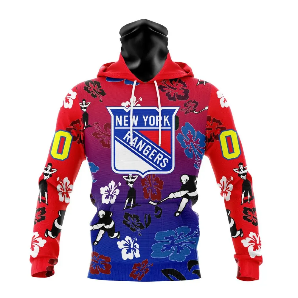 NHL New York Rangers X Hawaii Specialized Design For Hawaiia V0122 Mask Hoodie