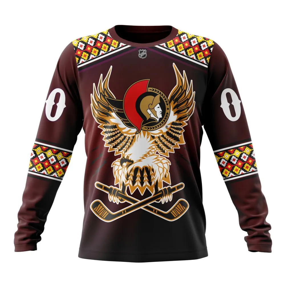 NHL Ottawa Senators | Celebrate Indigenous Culture With Specialized Wasac Night V0122 Long Sleeved Sweatshirt 