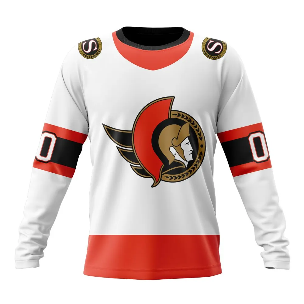 NHL Ottawa Senators Personalized Away Kits Long Sleeved Sweatshirt 