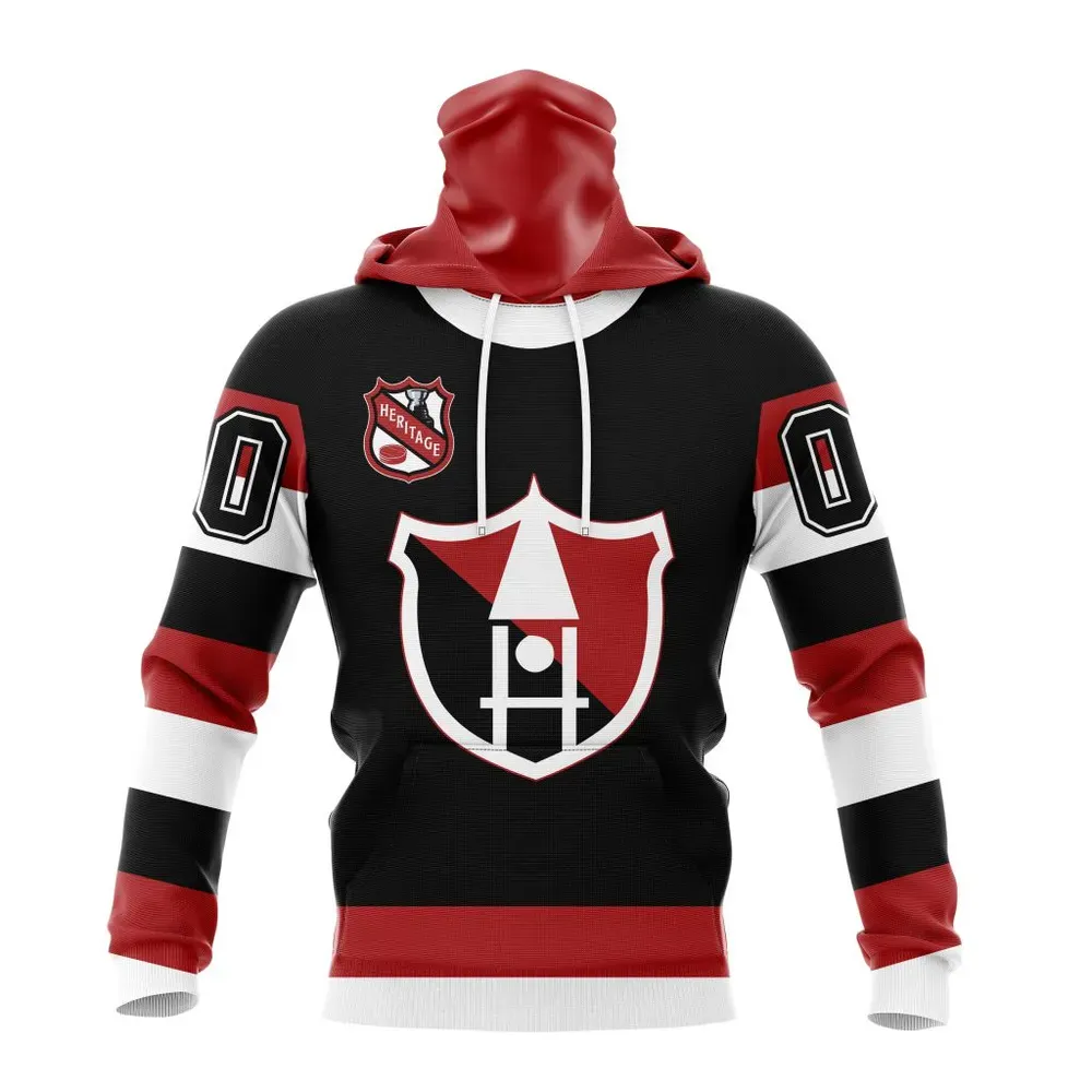 NHL Ottawa Senators Personalized Heritage Design St2401 Mask Hoodie