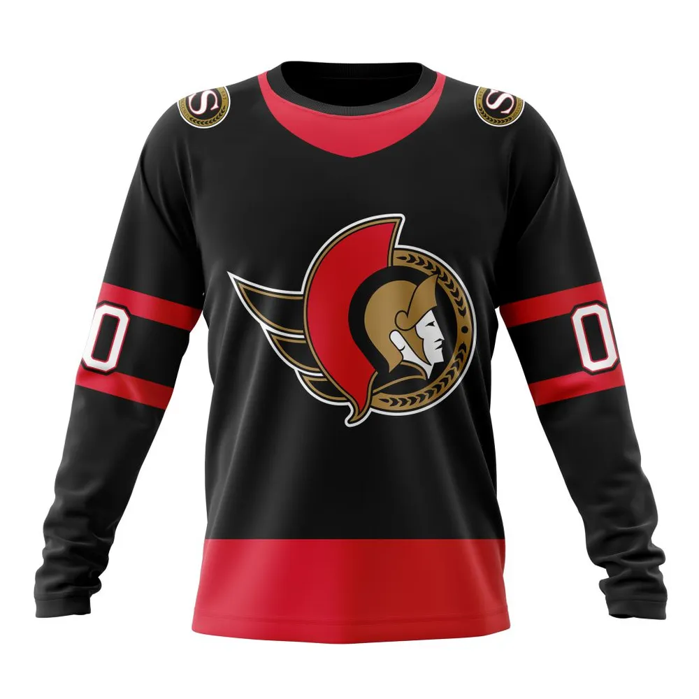 NHL Ottawa Senators Personalized Home Kits Long Sleeved Sweatshirt 