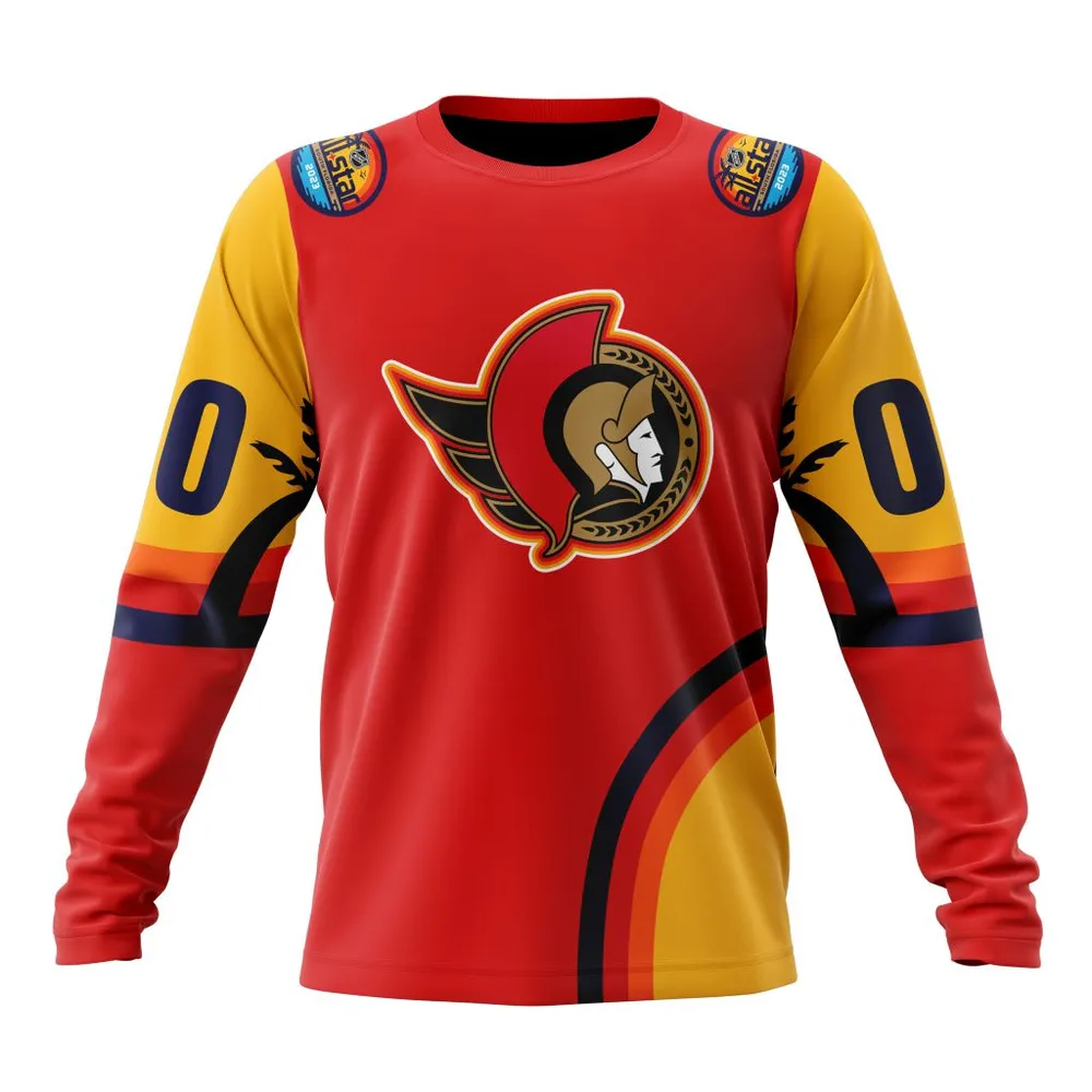 NHL Ottawa Senators Special All-Star Game Design With Florida Sunset Long Sleeved Sweatshirt 