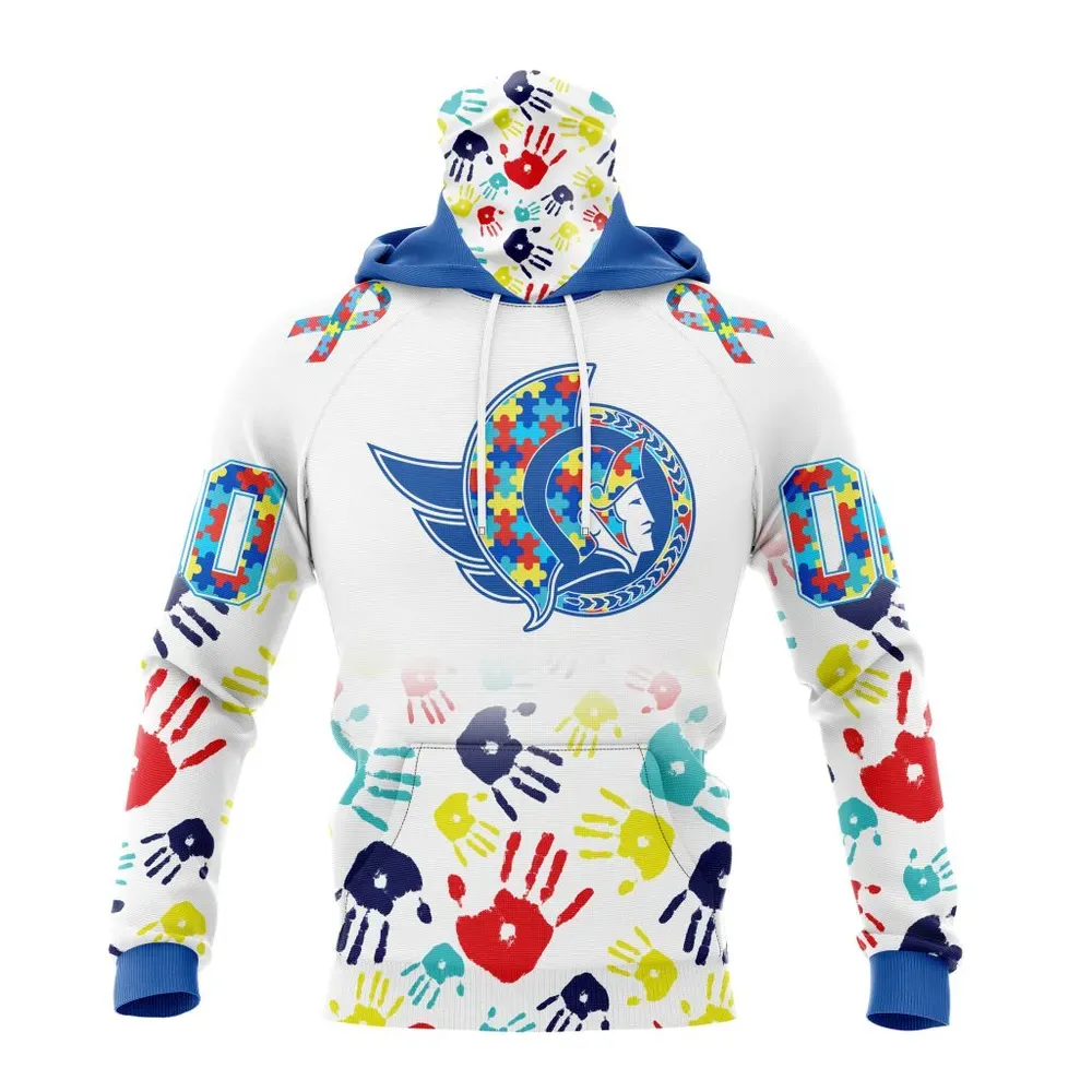 NHL Ottawa Senators Special Autism Awareness Design St2203 Mask Hoodie