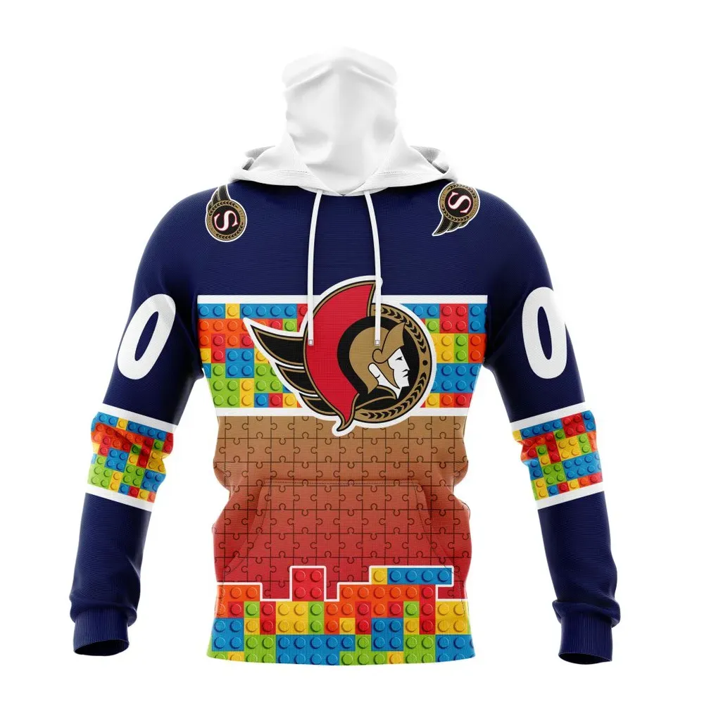 NHL Ottawa Senators Special Autism Awareness Design V2301 Mask Hoodie