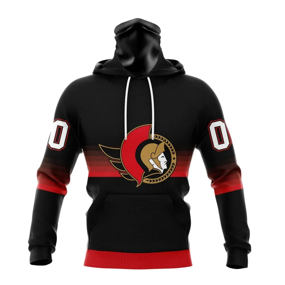 NHL Ottawa Senators Special Black And Gradient Design St2301 Mask Hoodie