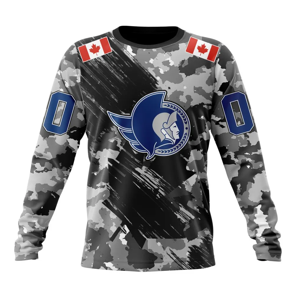 NHL Ottawa Senators Special Camo Armed Forces Design St2301 Long Sleeved Sweatshirt 