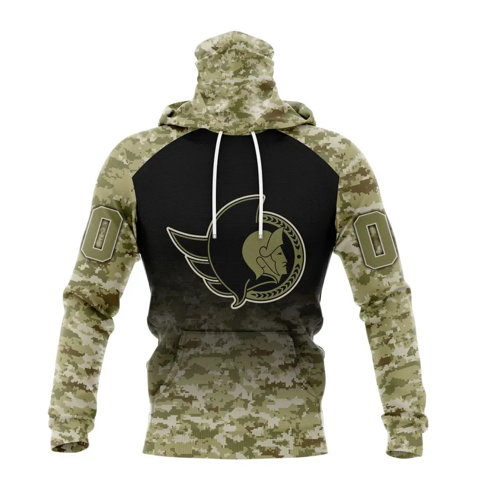 NHL Ottawa Senators Special Camo Design For Remembrance Day St2302 Mask Hoodie