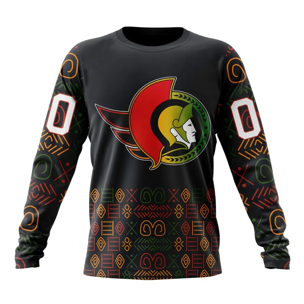 NHL Ottawa Senators Special Design For Black History Month St2401 Long Sleeved Sweatshirt 