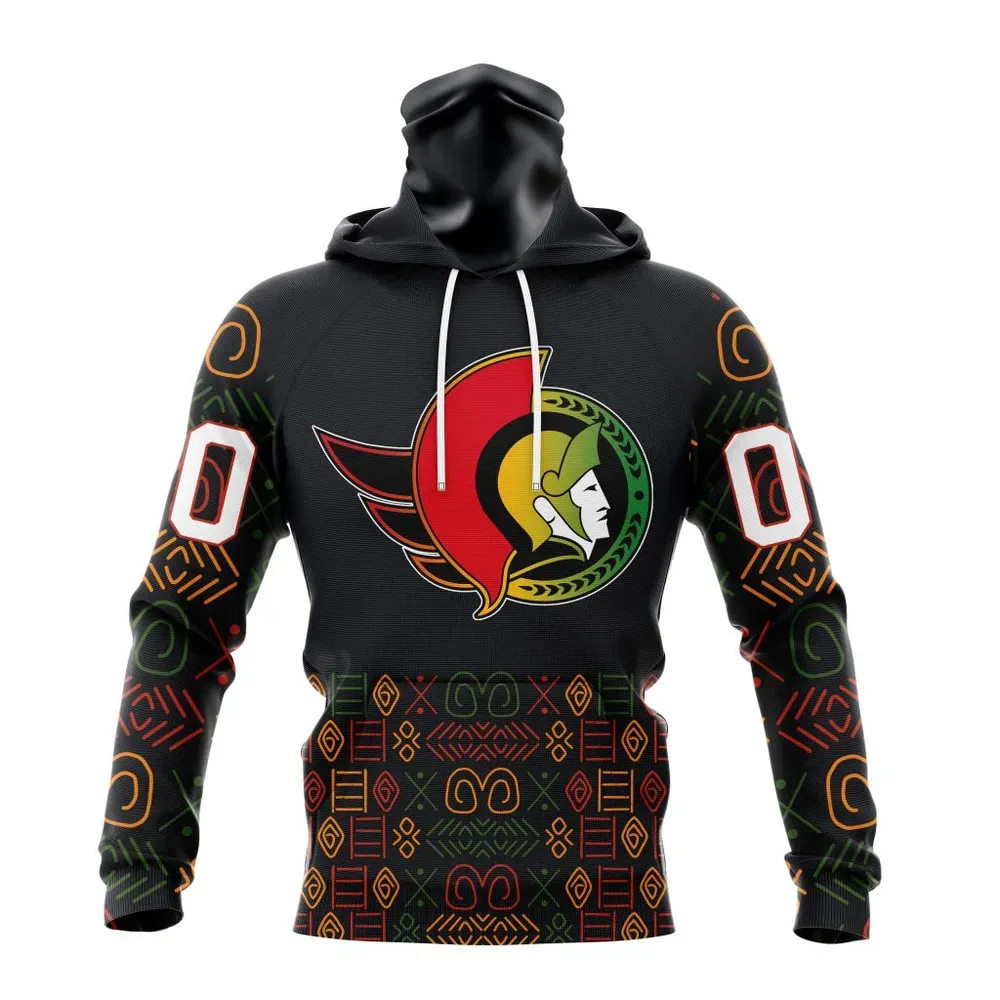 NHL Ottawa Senators Special Design For Black History Month St2401 Mask Hoodie