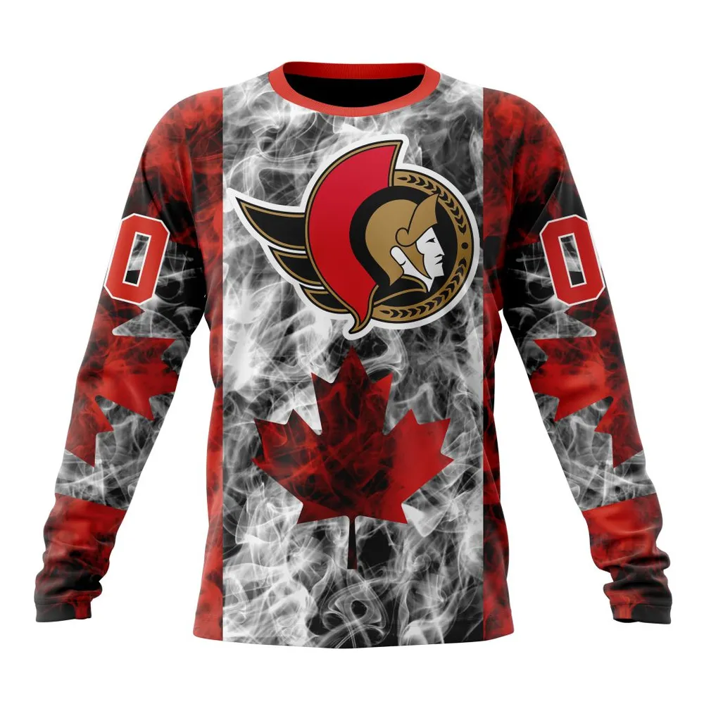 NHL Ottawa Senators Special Design For Canada Day St2401 Long Sleeved Sweatshirt 