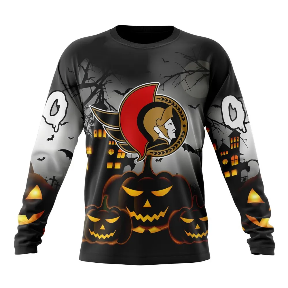 NHL Ottawa Senators Special Design For Halloween St2302 Long Sleeved Sweatshirt 