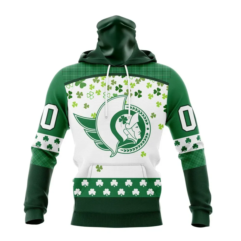 NHL Ottawa Senators Special Design For St. Patrick Day St2401 Mask Hoodie