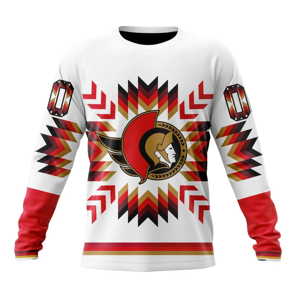 NHL Ottawa Senators Special Design With Native Pattern St2302 Long Sleeved Sweatshirt 