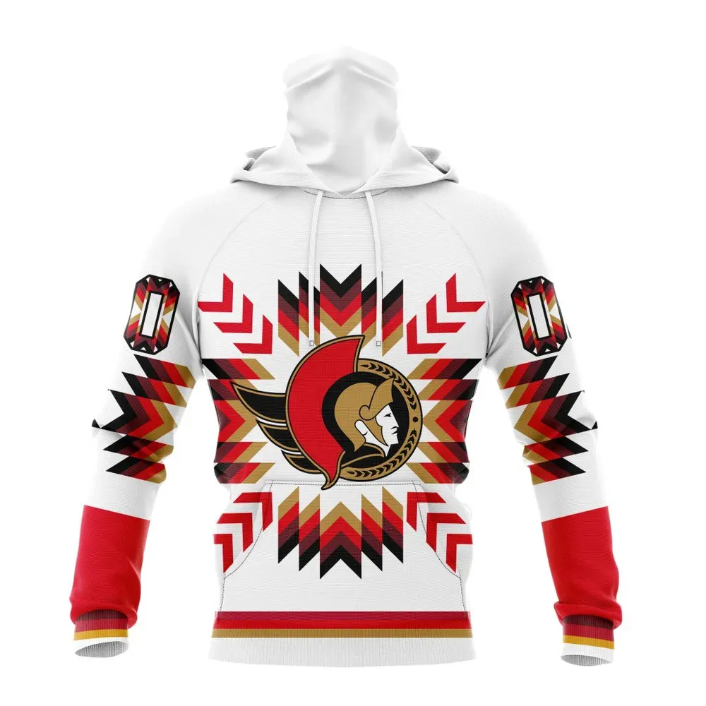 NHL Ottawa Senators Special Design With Native Pattern St2302 Mask Hoodie