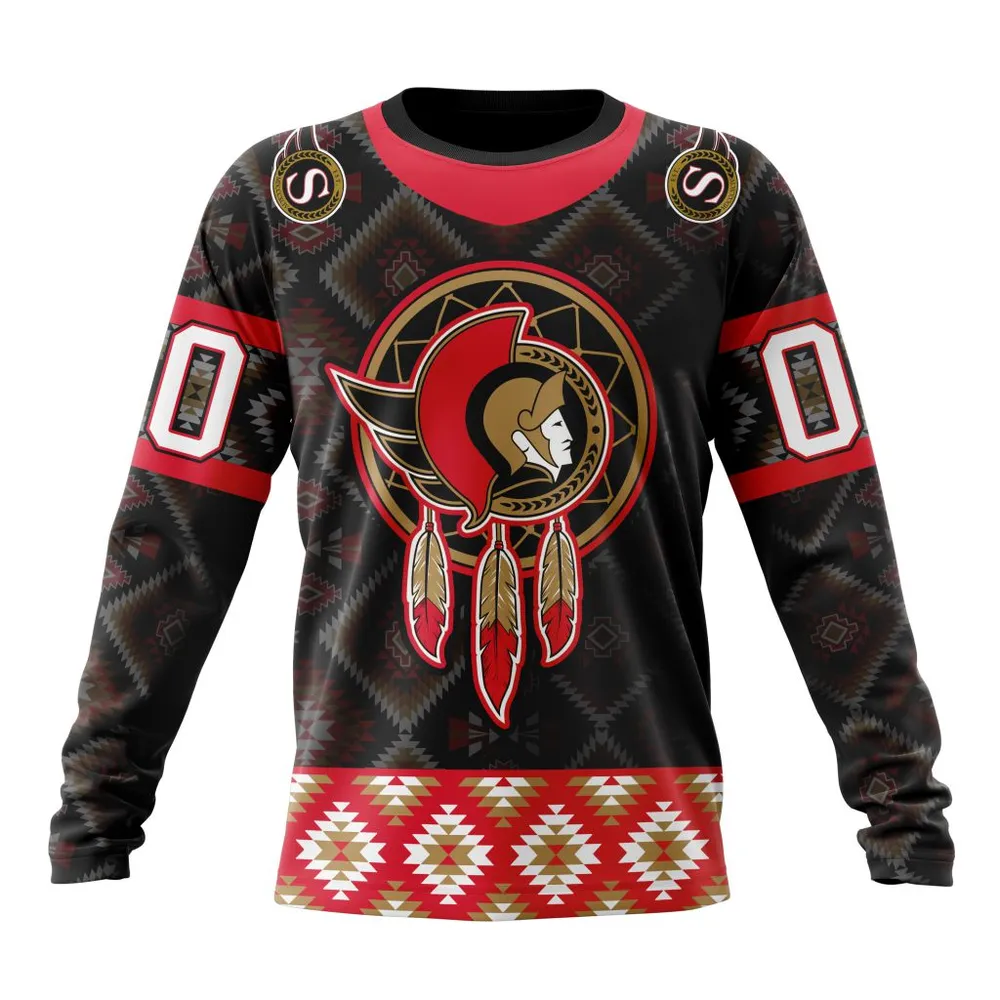 NHL Ottawa Senators Special Design With Native Pattern St2303 Long Sleeved Sweatshirt 