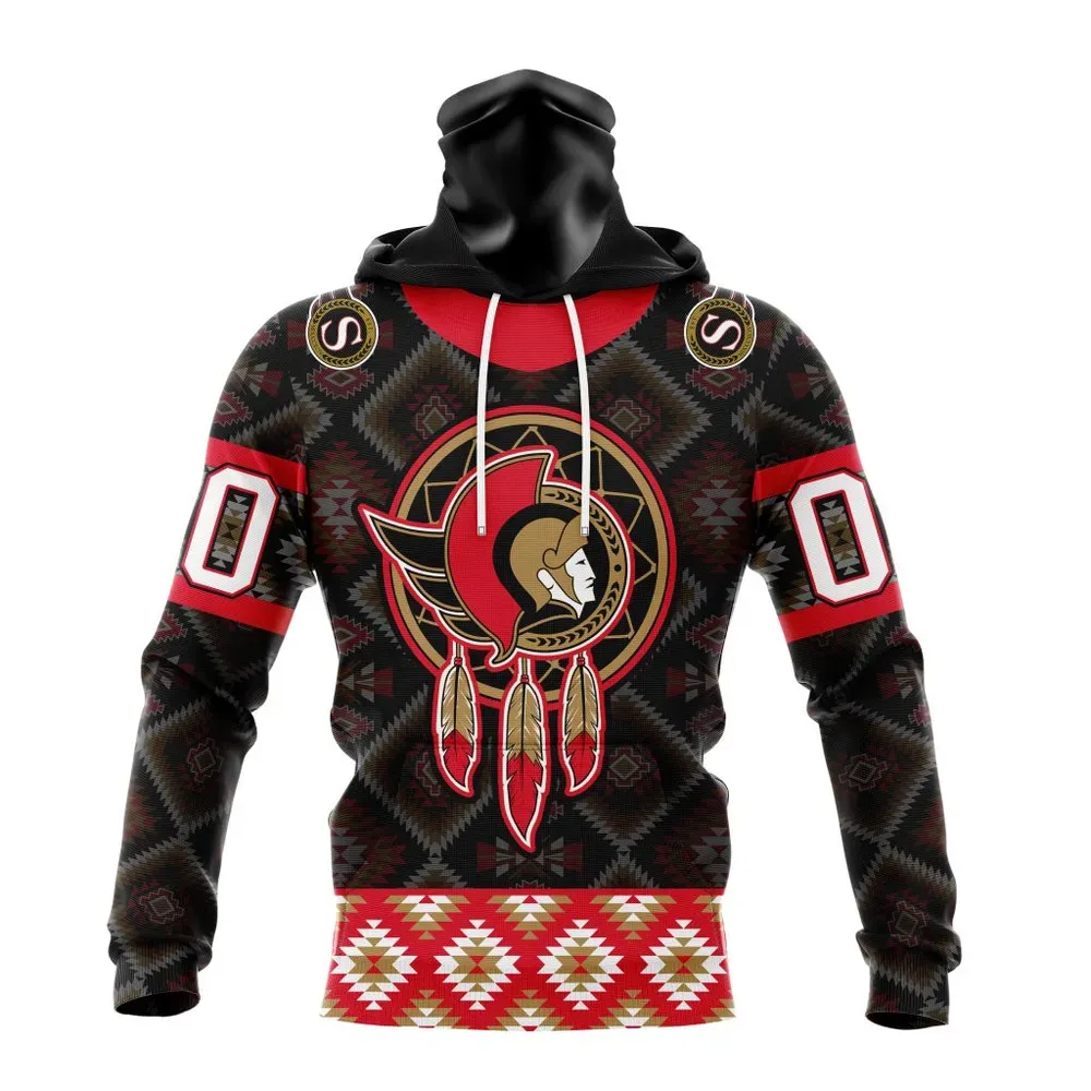 NHL Ottawa Senators Special Design With Native Pattern St2303 Mask Hoodie