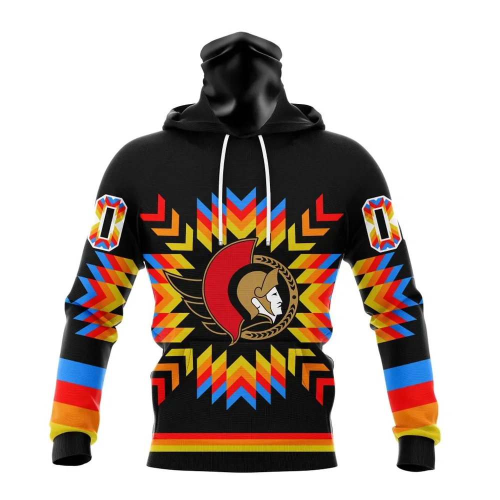 NHL Ottawa Senators Special Design With Native Pattern St2306 Mask Hoodie