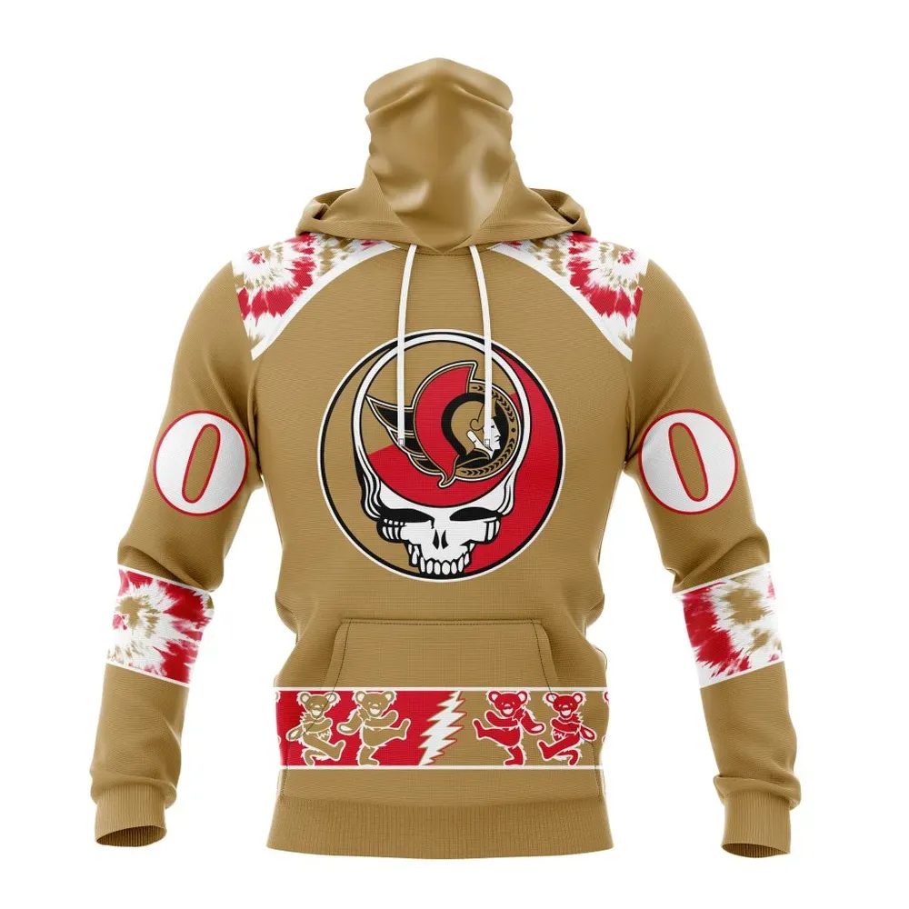 NHL Ottawa Senators Special Grateful Dead Design St2301 Mask Hoodie