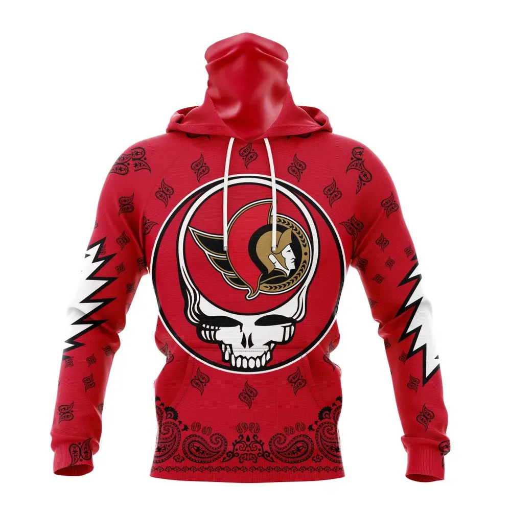 NHL Ottawa Senators Special Grateful Dead Design St2303 Mask Hoodie