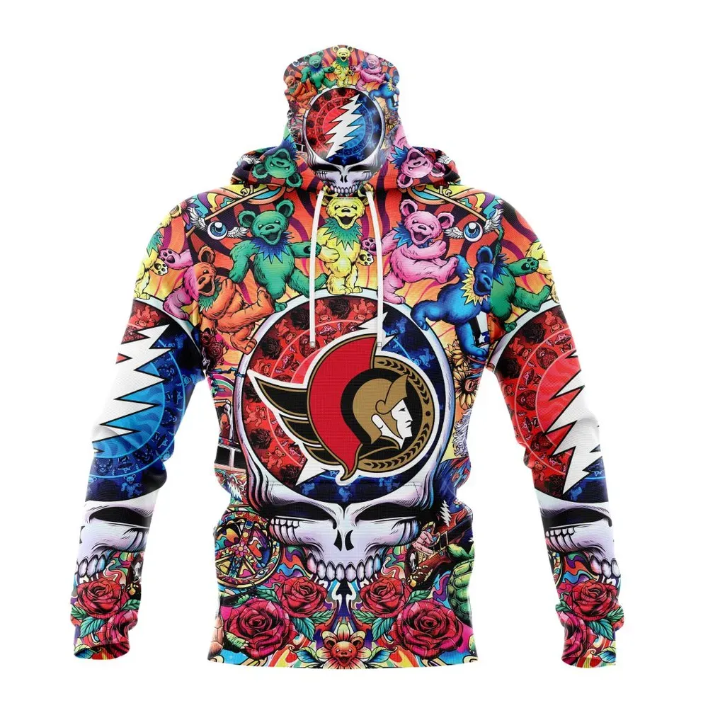 NHL Ottawa Senators Special Grateful Dead Design St2304 Mask Hoodie