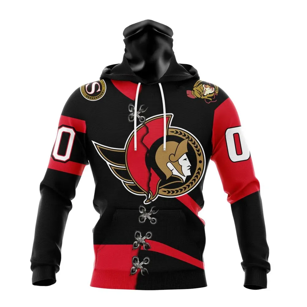 NHL Ottawa Senators Special Home Mix Reverse Retro Personalized Kits Mask Hoodie