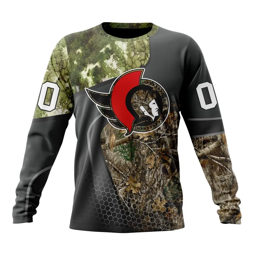 NHL Ottawa Senators Special Hunting Camo Design St2302 Long Sleeved Sweatshirt 