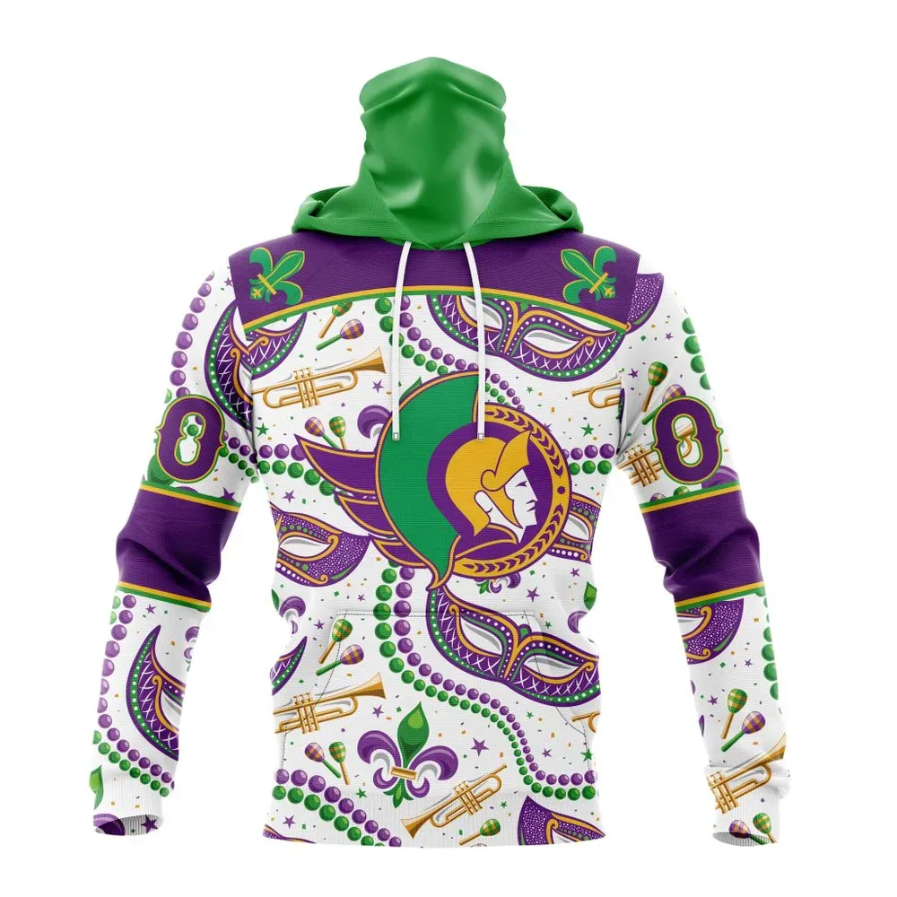 NHL Ottawa Senators Special Mardi Gras Design St2401 Mask Hoodie