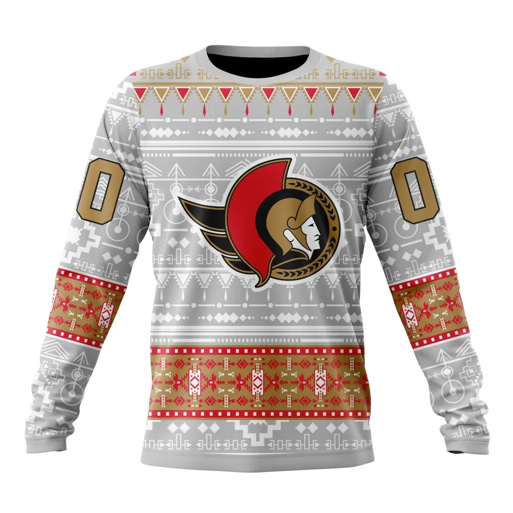 NHL Ottawa Senators Special Native Design St2302 Long Sleeved Sweatshirt 